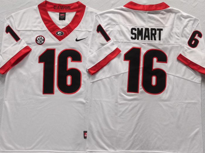 Men's Georgia Bulldogs Kirby Smart #16 White Jersey